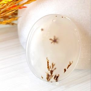 Natural Scenic Dendritic Agate Round Pendant Bead NWT